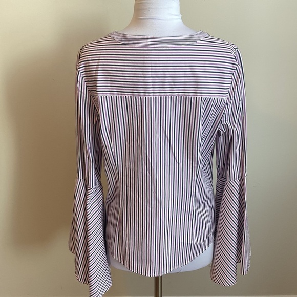 Milly Michelle Bell Sleeve Striped Shirting Button Down - Picture 4 of 9